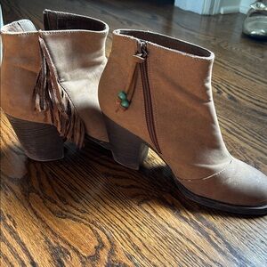 Ariat Brown Suede Ankle Booties with Fringe